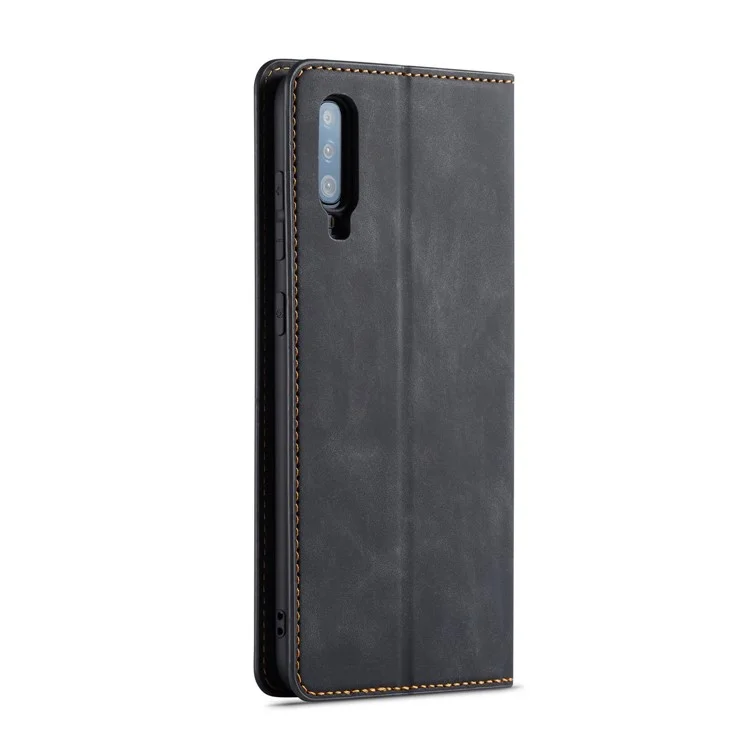 FORWENW Fantasy Series Auto-absorbed Silky Touch Leather Wallet Stand Case for Samsung Galaxy A70 - Black