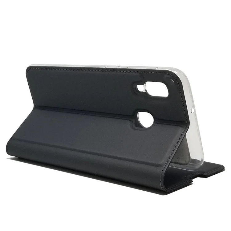 Case de Cartera de Cuero de Adsorción Magnética Para Samsung Galaxy A20e Con Soporte Plegable - Negro