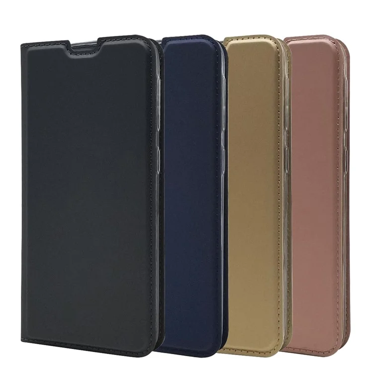 Magnetic Adsorption Leather Card Holder Case for Samsung Galaxy A20e with Foldable Stand - Black