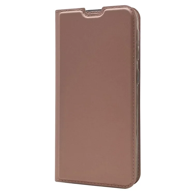 Magnetic Adsorption Leather Card Holder Case for Samsung Galaxy A20e with Foldable Stand - Rose Gold