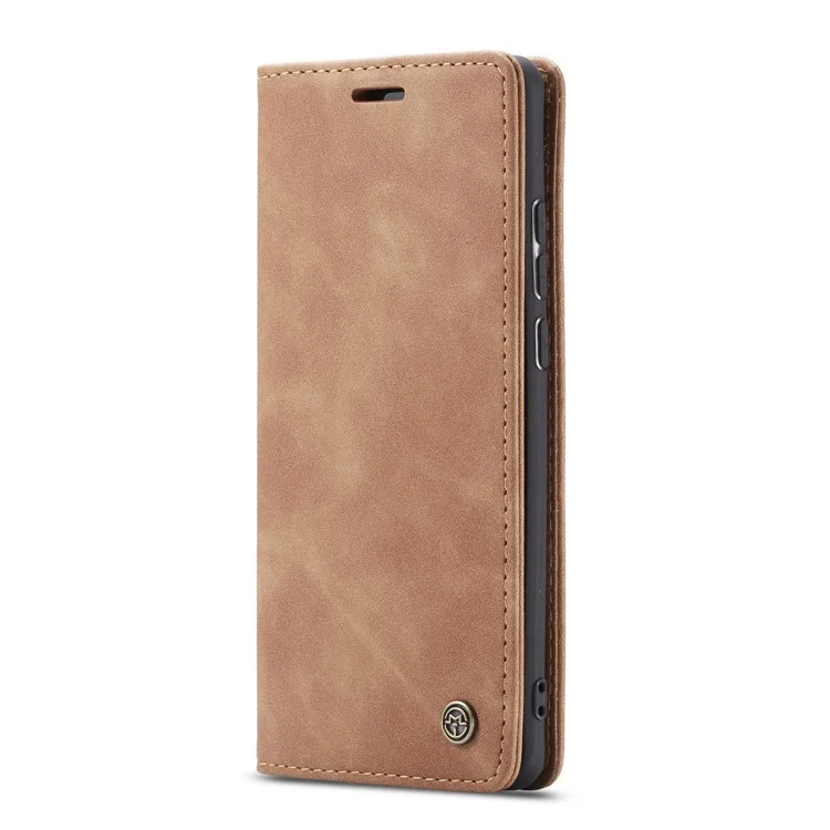 CASEME 013 Series Auto-absorbed Leather Wallet Case for Samsung Galaxy A20/A30 - Brown