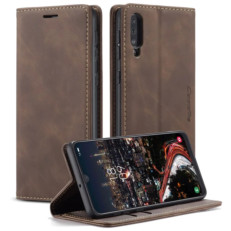 Caseme 013-Serie Auto-absorbierte Lederwallet-Hülle Für Samsung Galaxy A50 - Kaffee