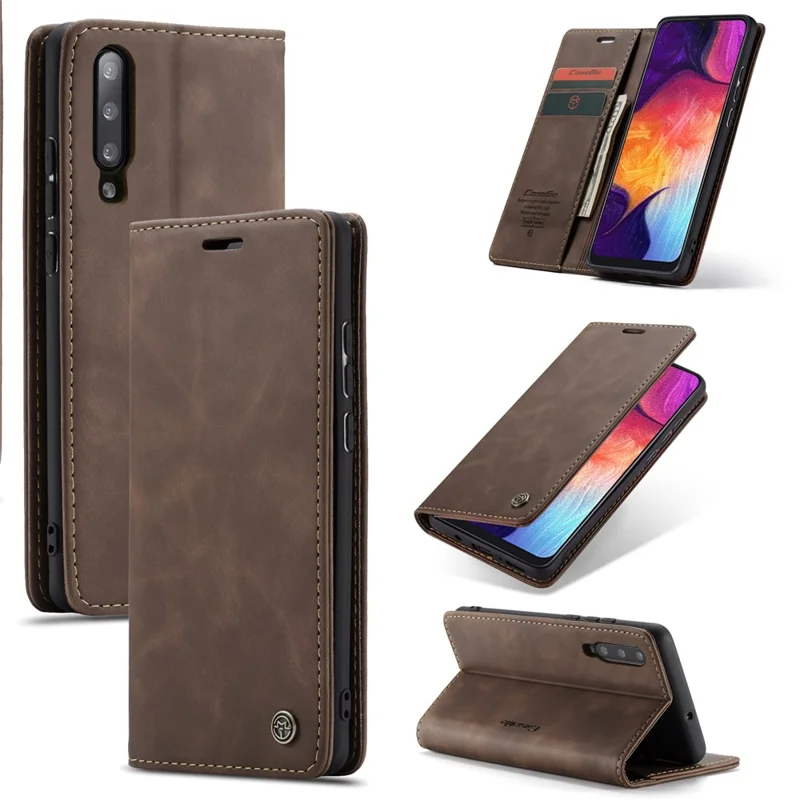 Caseme 013 Series Case Portafogli In Pelle Auto-assorbe Per Samsung Galaxy A50 - Caffè