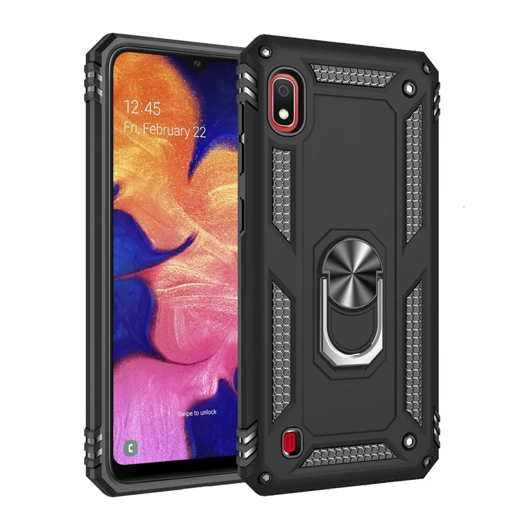 Hybrid PC TPU Kickstand Armor Phone Caseing Für Samsung Galaxy A10 - Schwarz