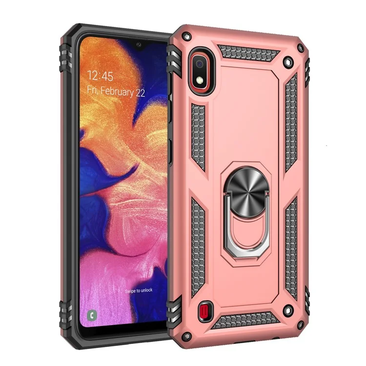 Hybrid PC TPU Kickstand Armour Téléphone Pour Samsung Galaxy A10 - or Rose