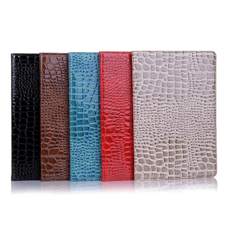 Crocodile Skin Wallet Stand Leather Tablet Casing for Samsung Galaxy Tab S5e SM-T720 - Black