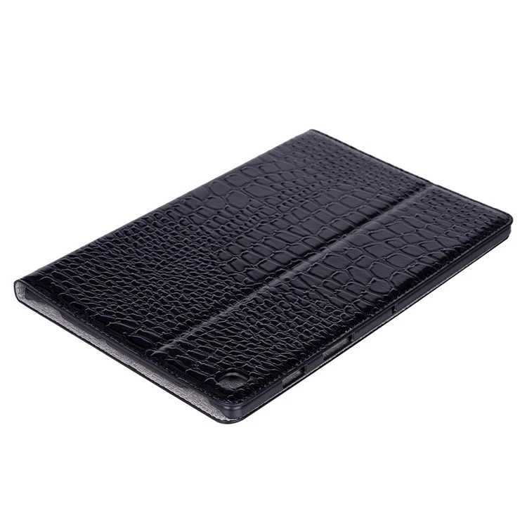 Crocodile Skin Wallet Stand Leather Tablet Casing for Samsung Galaxy Tab S5e SM-T720 - Black