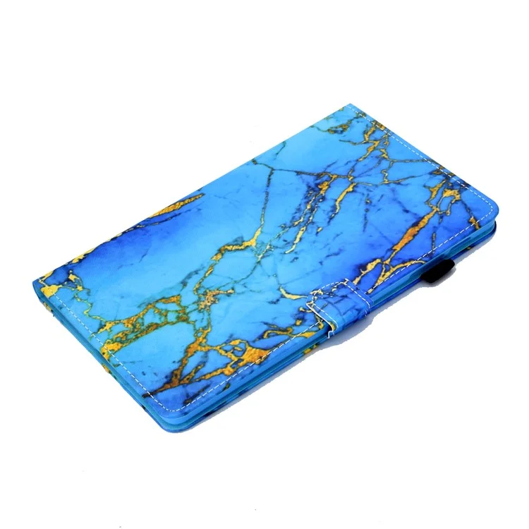 Pattern Printing PU Leather Flip Stand Case for Samsung Galaxy Tab S5e SM-T720 - Marble Pattern