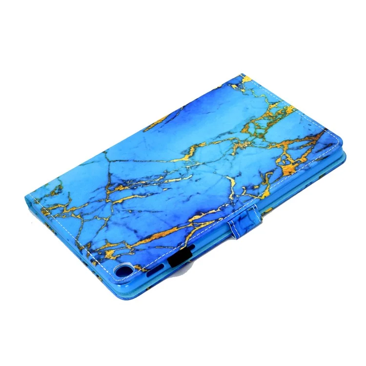 Pattern Printing PU Leather Flip Stand Case for Samsung Galaxy Tab S5e SM-T720 - Marble Pattern