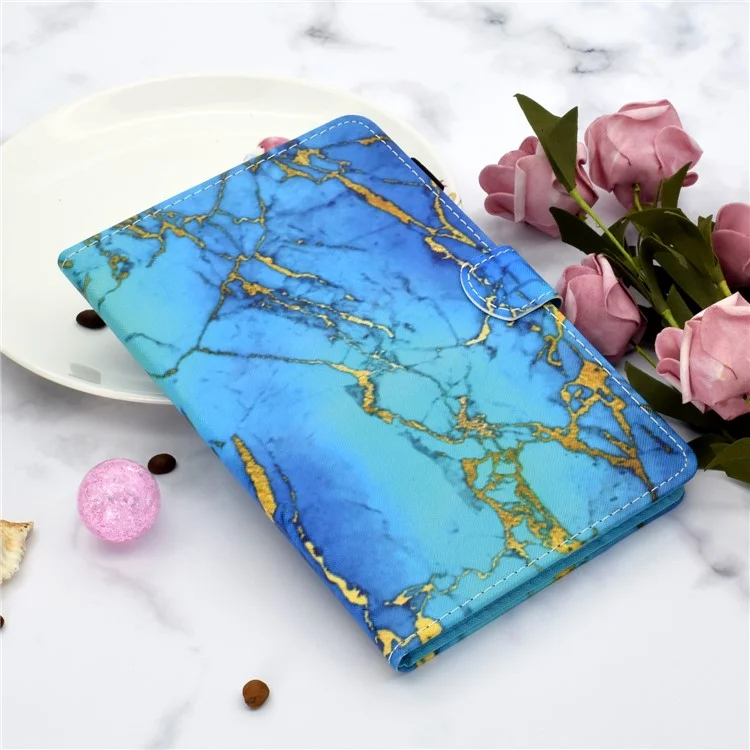 Pattern Printing PU Leather Flip Stand Case for Samsung Galaxy Tab S5e SM-T720 - Marble Pattern