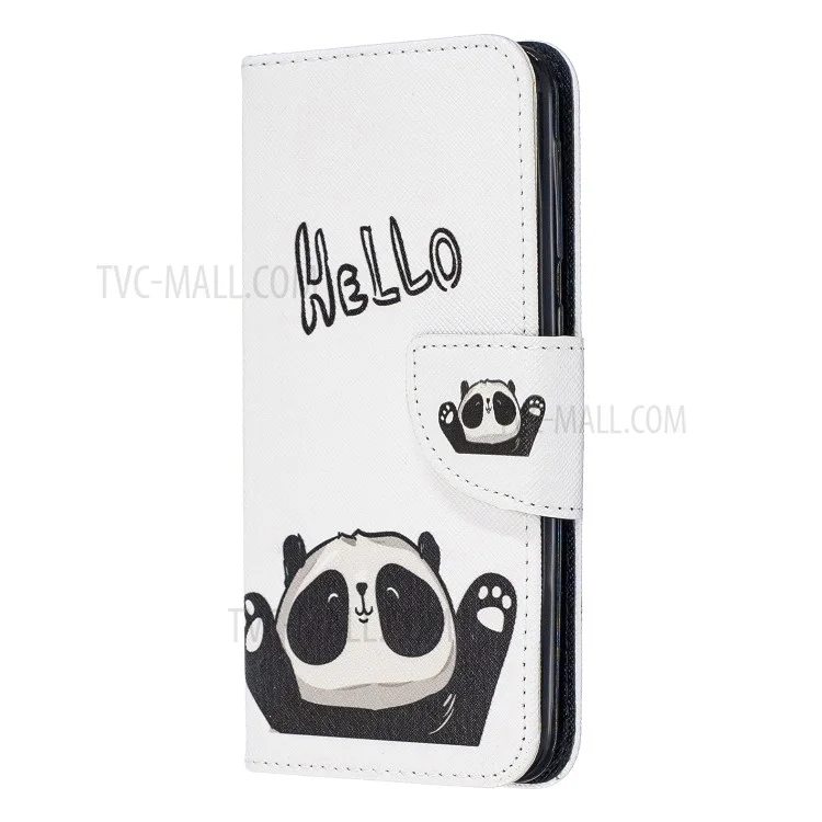 Pattern Printing Wallet Leather Stand Case for Samsung Galaxy A20e - Cute Panda