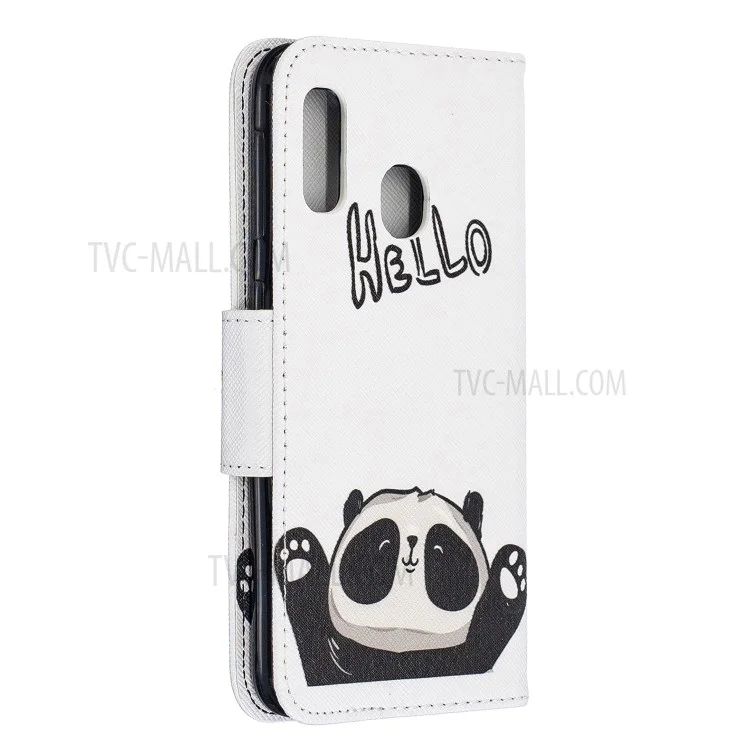 Pattern Printing Wallet Leather Stand Case for Samsung Galaxy A20e - Cute Panda