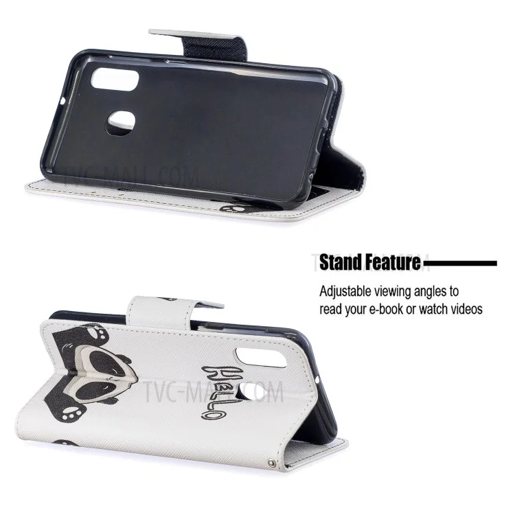 Pattern Imprenting Willet Stand Case Para Samsung Galaxy A20e - Lindo Panda