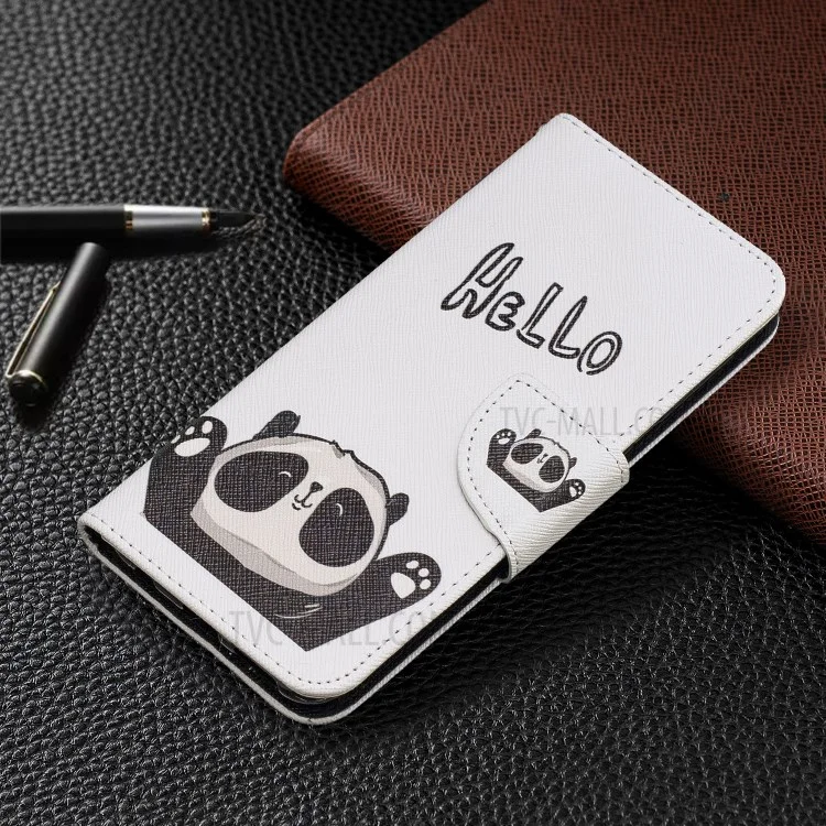 Pattern Printing Wallet Leather Stand Case for Samsung Galaxy A20e - Cute Panda