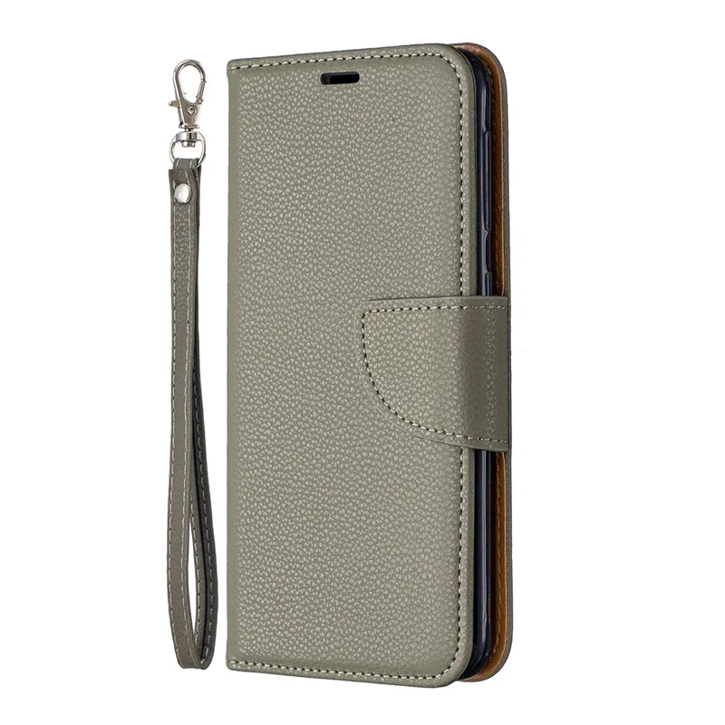 Litchi Skin Leather Wallet Case for Samsung Galaxy A20e - Grey