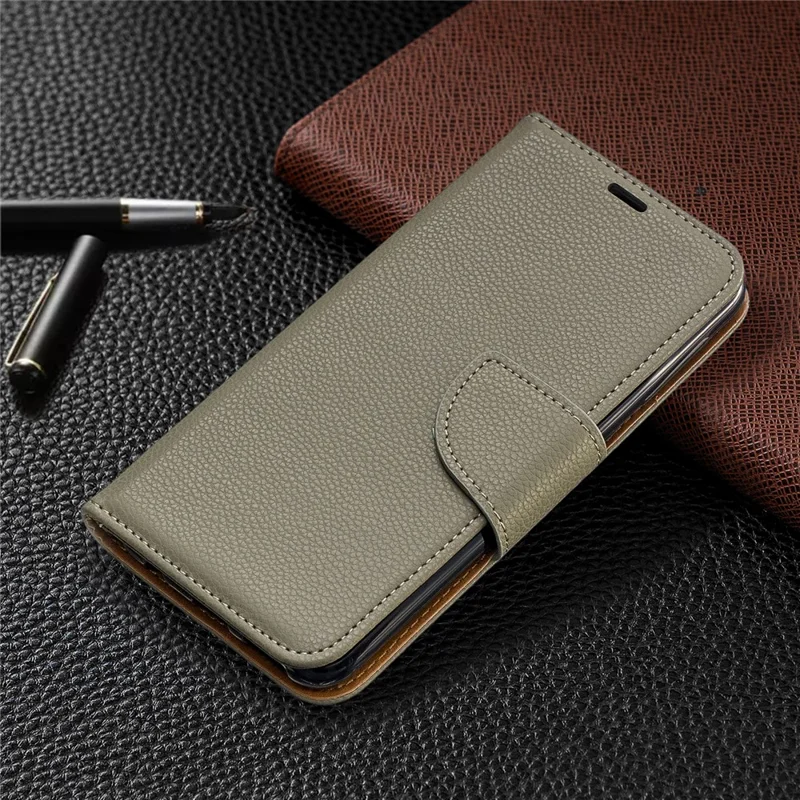 Litchi Skin Leather Wallet Case for Samsung Galaxy A20e - Grey
