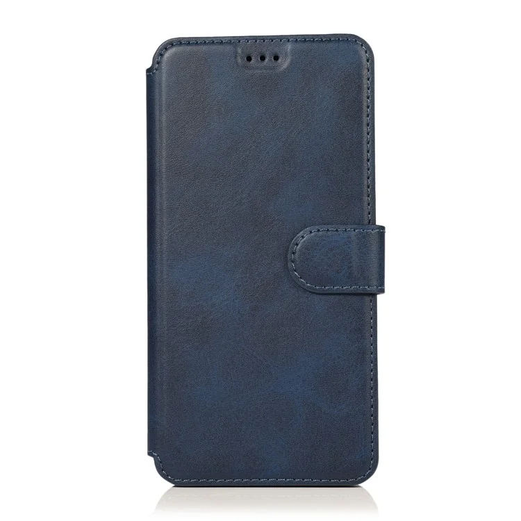 Funda Protectora de Teléfono Estilo Billetera de Piel de PU y TPU para Samsung Galaxy A70 - Azul Oscuro