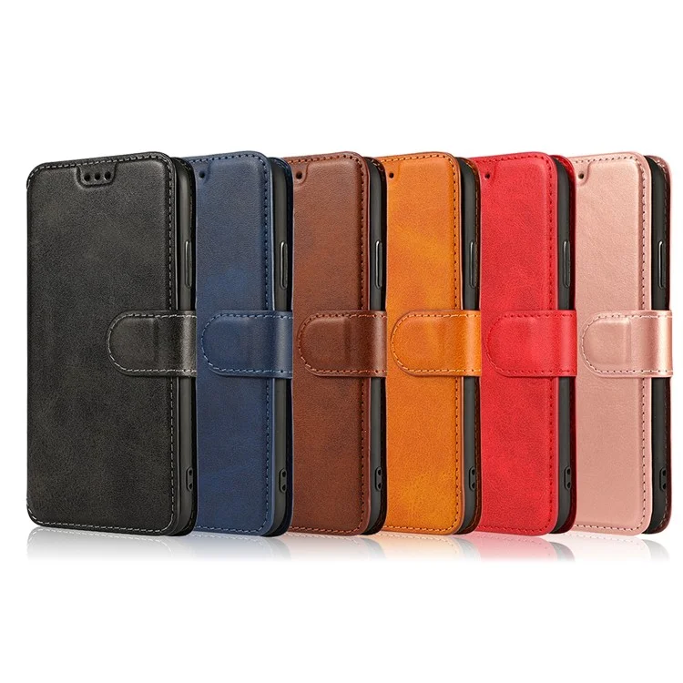 Funda Protectora de Teléfono Estilo Billetera de Piel de PU y TPU para Samsung Galaxy A70 - Azul Oscuro