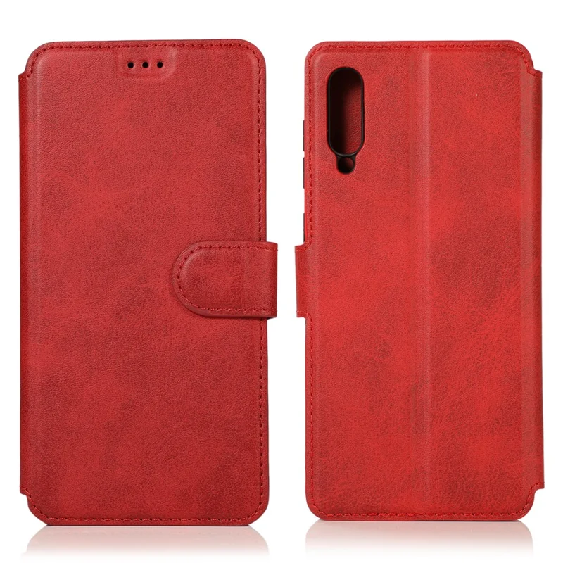 Funda protectora de estilo cartera de piel PU + TPU para Samsung Galaxy A70 - Rojo