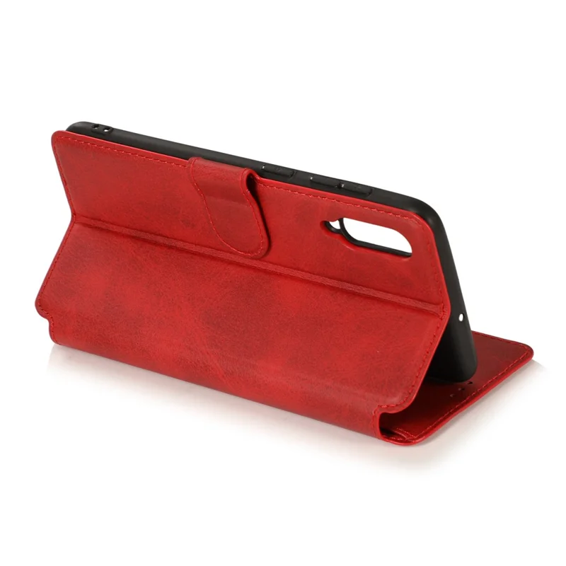Funda protectora de estilo cartera de piel PU + TPU para Samsung Galaxy A70 - Rojo