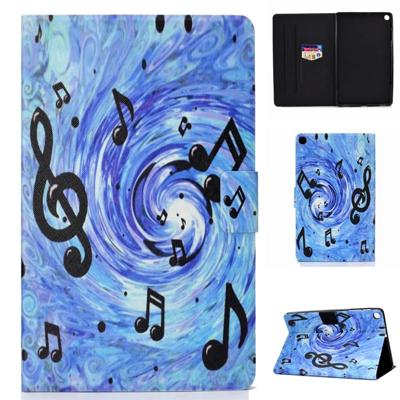 Pattern Printing Card Slots Stand Leather Tablet Cover for Samsung Galaxy Tab A 10.1 (2019) SM-T510 / SM-T515 - Musical Note