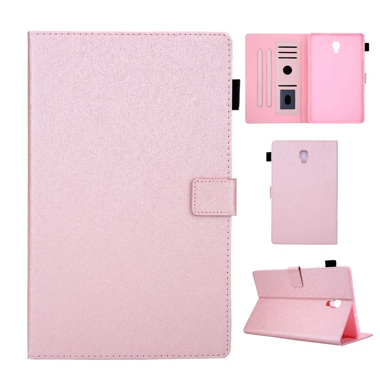Lines Texture Card Slots Stand Leather Tablet Shell for Samsung Galaxy Tab A 10.5 (2018) SM-T590 / SM-T595 - Pink