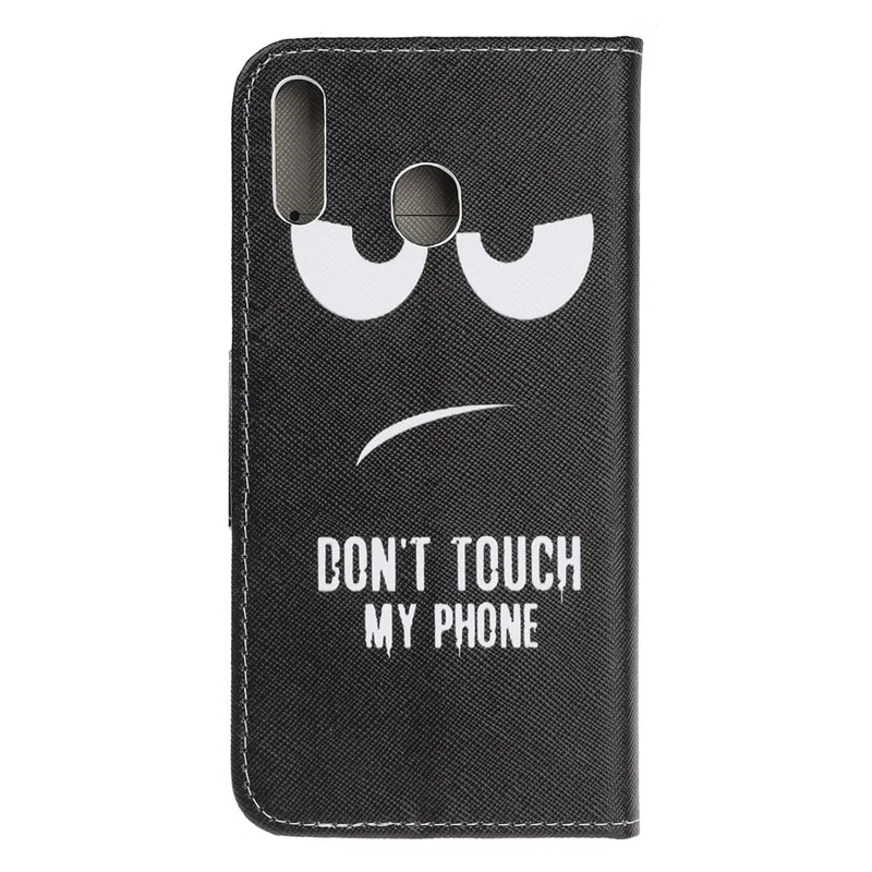 Cross Texture Pattern Printing Flip Leather Wallet Case for Samsung Galaxy A20e - Don‘t Touch My Phone