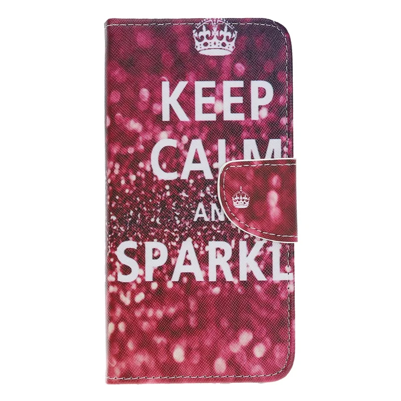 Cross Texture Pattern Printing Flip Leather Wallet Case for Samsung Galaxy A20e - Keep Calm and Sparkle
