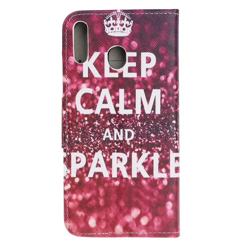 Cross Texture Pattern Printing Flip Leather Wallet Case for Samsung Galaxy A20e - Keep Calm and Sparkle