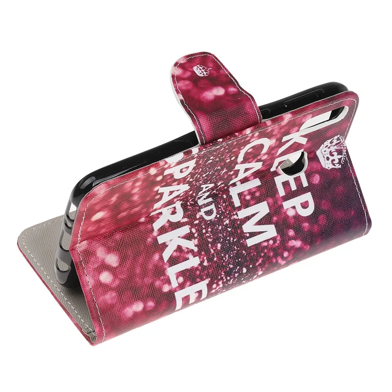 Cross Texture Pattern Printing Flip Leather Wallet Case for Samsung Galaxy A20e - Keep Calm and Sparkle