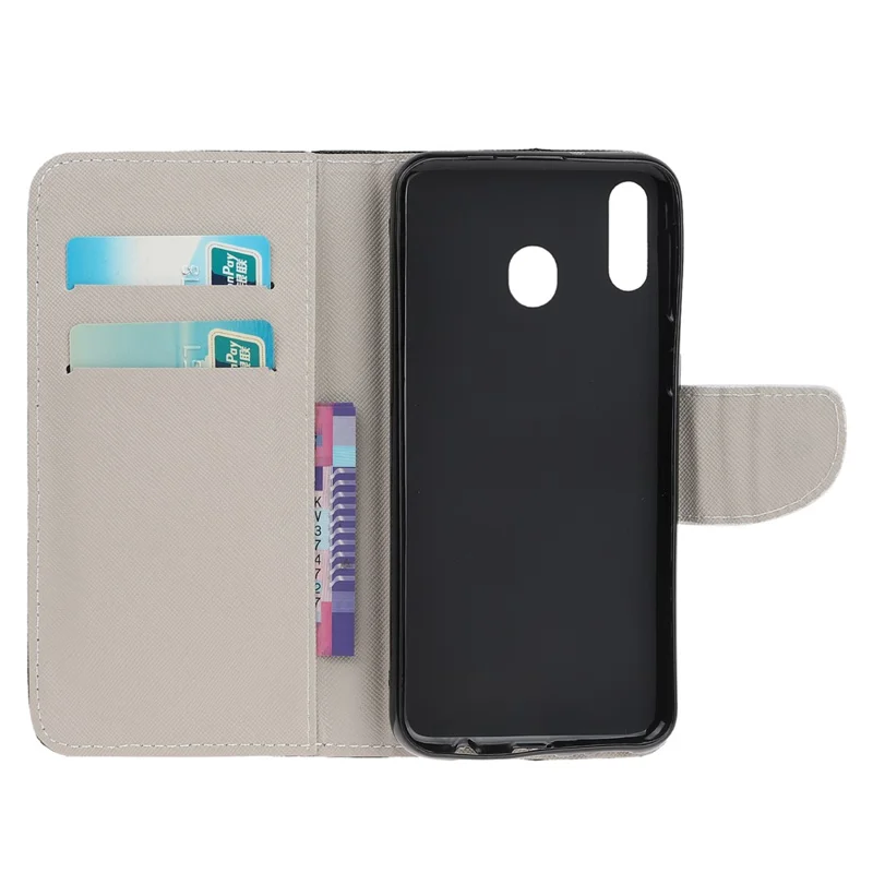 Cross Texture Pattern Printing Flip Leather Wallet Case for Samsung Galaxy A20e - Keep Calm and Sparkle