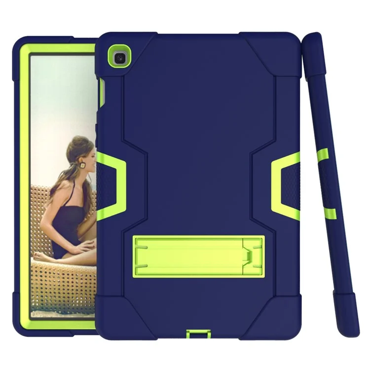 Tpu de Choque TPU + PC Híbrida Caso Protector Con Kickstand Para Samsung Galaxy Tab S5e SM-T720 / SM-T725 - Azul Oscuro / Verde