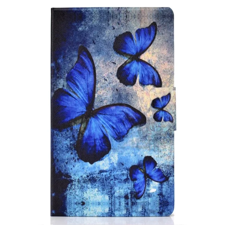 Padrão Printing Card Stand Stand PU Couro Caso de Couro Para Samsung Galaxy Tab A 8.0 (2017) SM-T380 / SM-T385 - Borboletas Azuis
