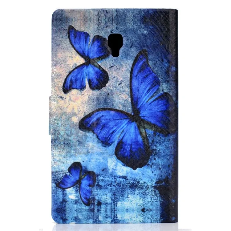 Pattern Printing Card Holder Stand PU Leather Tablet Case for Samsung Galaxy Tab A 8.0 (2017) SM-T380 / SM-T385 - Blue Butterflies