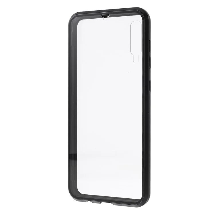 All-wrapped Magnetic Installation Metal Frame + Glass Protective Phone Case for Samsung Galaxy A50/A50s/A30s- Black