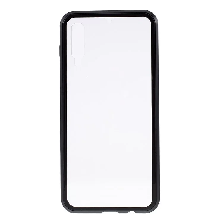All-wrapped Magnetic Installation Metal Frame + Glass Protective Phone Case for Samsung Galaxy A50/A50s/A30s- Black
