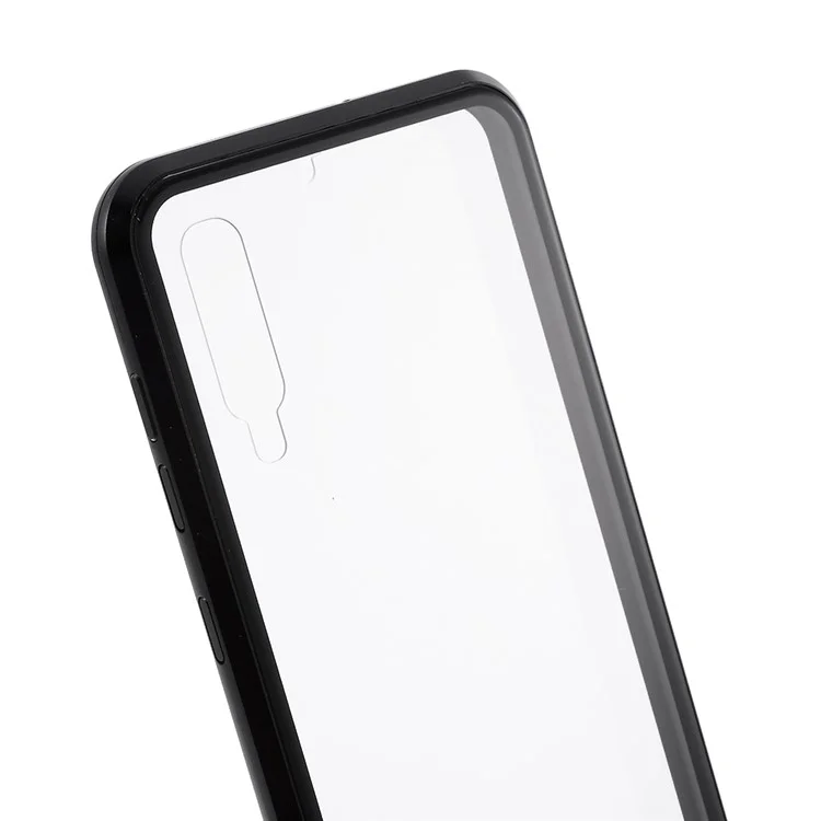 All-wrapped Magnetic Installation Metal Frame + Glass Protective Phone Case for Samsung Galaxy A50/A50s/A30s- Black