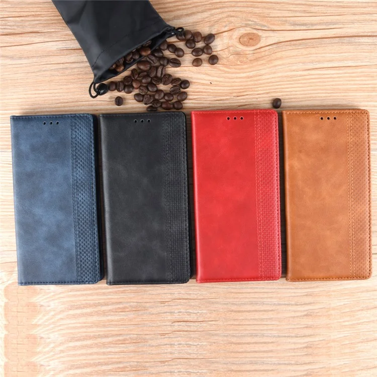 Auto-absorbed Vintage Style PU Leather Wallet Phone Case for Samsung Galaxy A20e - Black