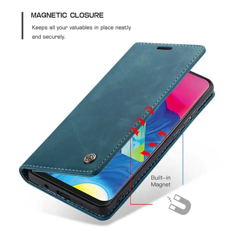 CASEME 013 Series for Samsung Galaxy M10 Retro Flip Leather Phone Case - Blue