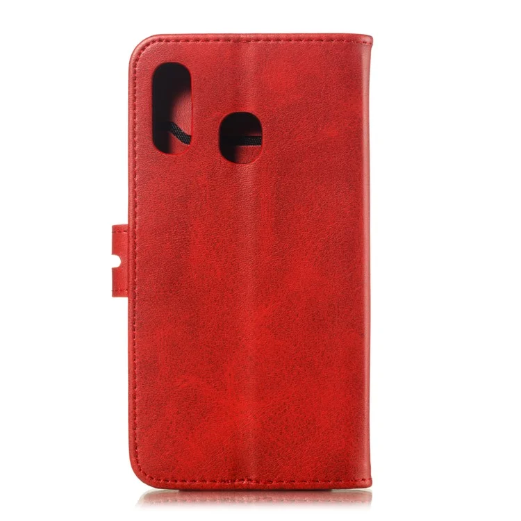Para Samsung Galaxy A40 Capa de Carteira de Couro com Padrão de Gato Impresso - Vermelho