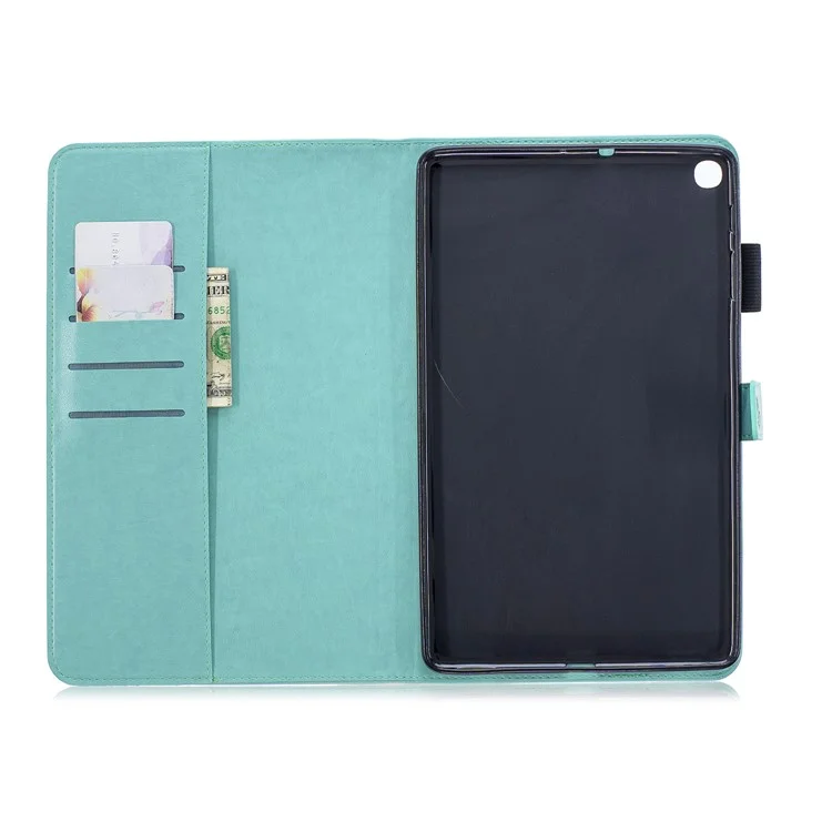 Butterflies Imprent PU le Cuir Portefeuille Couvercle de Tablette Pour Galaxy Tab A 10.1 (2019) Sm-t515 / SM-T510 - Cyan