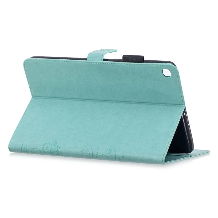 Schmetterling-Prägung PU-Leder-Geldbörse, Ständer-Tablette Abdeckung für Galaxy Tab A 10.1 (2019) SM-T515/SM-T510 - Cyan