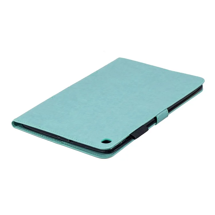 Butterflies Imprent PU le Cuir Portefeuille Couvercle de Tablette Pour Galaxy Tab A 10.1 (2019) Sm-t515 / SM-T510 - Cyan