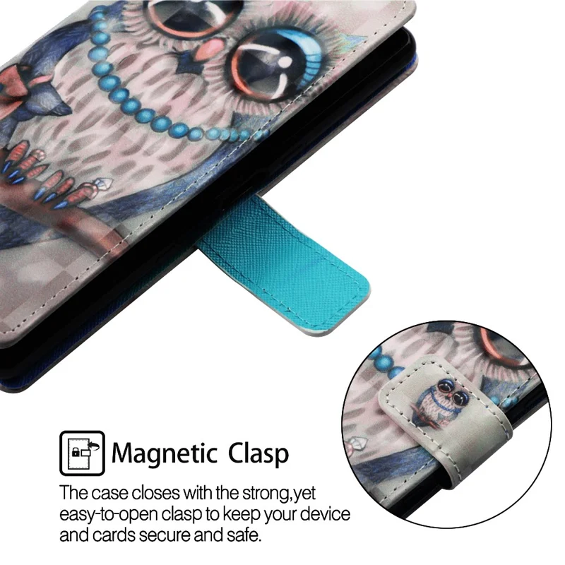 3D Painting Pattern Leather Phone Case with Card Wallet Slots for Samsung Galaxy A20e / A10e - Cute Owl
