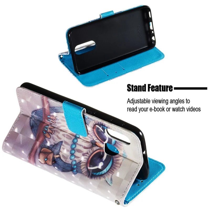 3D Painting Pattern Leather Phone Case with Card Wallet Slots for Samsung Galaxy A20e / A10e - Cute Owl