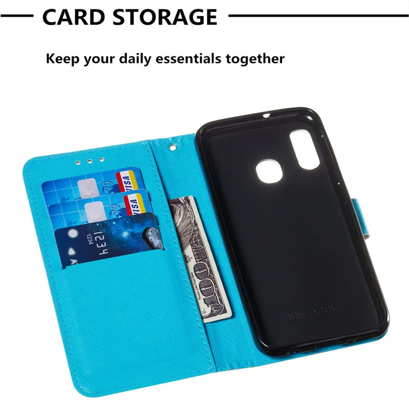 3D Painting Pattern Leather Phone Case with Card Wallet Slots for Samsung Galaxy A20e / A10e - Cute Owl