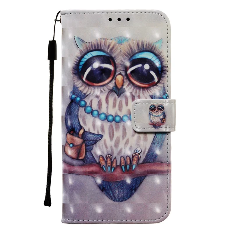 3D Painting Pattern Leather Phone Case with Card Wallet Slots for Samsung Galaxy A20e / A10e - Cute Owl