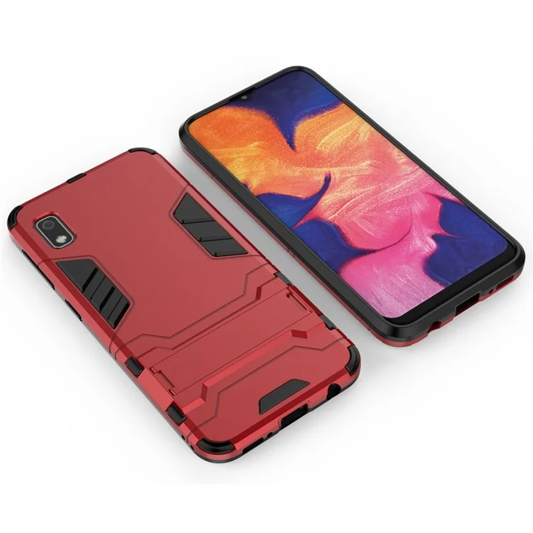 For Samsung Galaxy A10e Cell Phone Case Hybrid Cover with Kickstand- Red