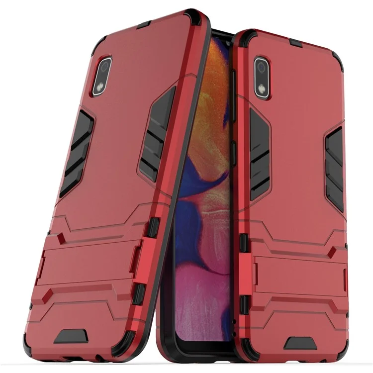For Samsung Galaxy A10e Cell Phone Case Hybrid Cover with Kickstand- Red