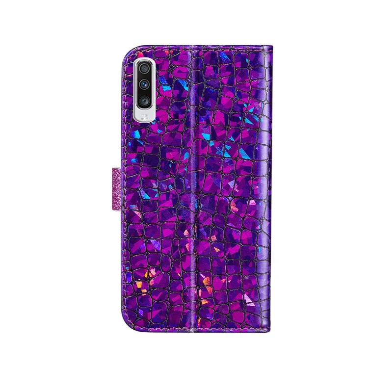 Textura De Crocodilo + Flash Pó Carteira De Couro Carteira Para Samsung Galaxy A50 / A50s / A30s - Roxo